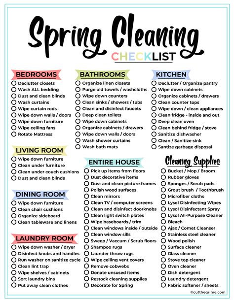 Download this handy spring cleaning checklist to get your house in tip top shape this year! #springcleaning #cleaning Deep Cleaning Checklist, Planner Cleaning, Cleaning Home, Cleaning Printable, Cleaning Blinds, Cleaning Curtains, Spring Cleaning Checklist, House Cleaning Checklist, Cleaning List