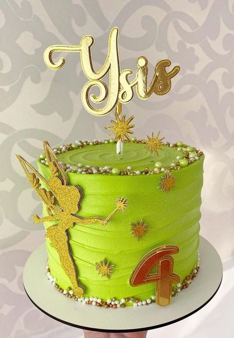 Bolo Da Tinker Bell, Bolo Tinker Bell, Tinkerbell Cake, Butterfly Party Decorations, Peter Pan Party, Tinkerbell Fairies, Tinkerbell Party, Butterfly Party, Tinker Bell