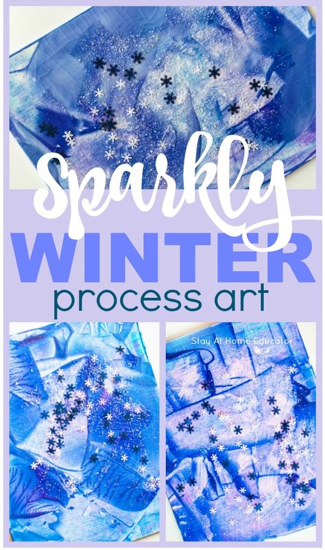 This beautiful winter art for toddlers is frame worthy | winter process art for toddlers | winter activities for preschoolers | winter lesson plans | gift card art | credit card art Eyfs Winter, Winter Process Art, Process Art For Toddlers, Art Project For Toddlers, Art Center Preschool, Process Art Preschool, Art For Toddlers, Forever Winter, Toddler Projects