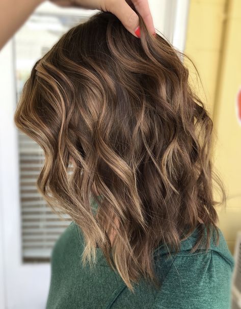 Brown Hair With Maple Highlights, Honey Partial Balayage, Shoulder Length Brown Hair Lowlights, Balayage Brunette Fall, Med Length Highlighted Hair, Brunette Balayage Hair Partial, Long Hair Partial Highlights, Full Balayage Brown Hair, Short Partial Highlights