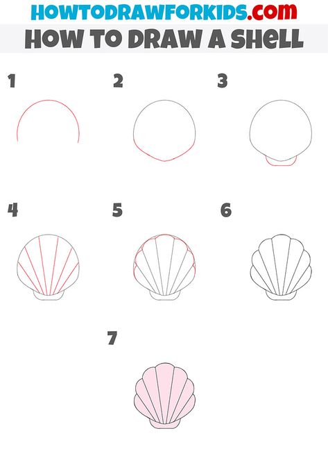 Starfish Drawing Tutorial, How To Draw A Clam, How To Draw A Shell Step By Step, Seashell Drawing Step By Step, How To Draw Shells Step By Step, How To Draw A Seashell Step By Step, Drawing Shells Step By Step, How To Draw A Surfboard Step By Step, How To Draw A Starfish Step By Step