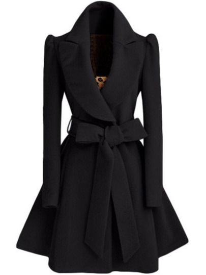 Black Shawl Collar Frock Coat With Belt -SheIn(Sheinside) Mobile Site Collar Frock, Shawl Collar Coat, Black Shawl, Coat With Belt, Long Black Coat, Frock Coat, Belted Coat, Long Sleeves Coats, Sammy Dress