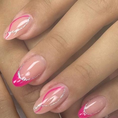 Cute Colors For Nails, Pink Nail Inspo Almond, Pink Hoco Nails, Best Friend Nails Ideas, Rosa Nails, Nails Rosa, Hoco Nails, Nails Designer, Nails Yellow