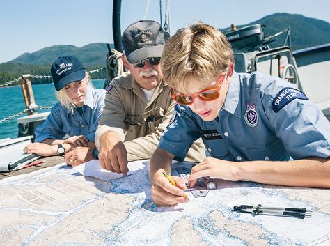 Sea Scouts learn how to chart during a 700-mile journey from Seattle to Ketchikan, Alaska, and back. Sea Scouts, Homeschool Lessons, Ketchikan Alaska, Homeschool Lesson, Alaska Travel, Life Lessons, Alaska, Seattle, Nautical