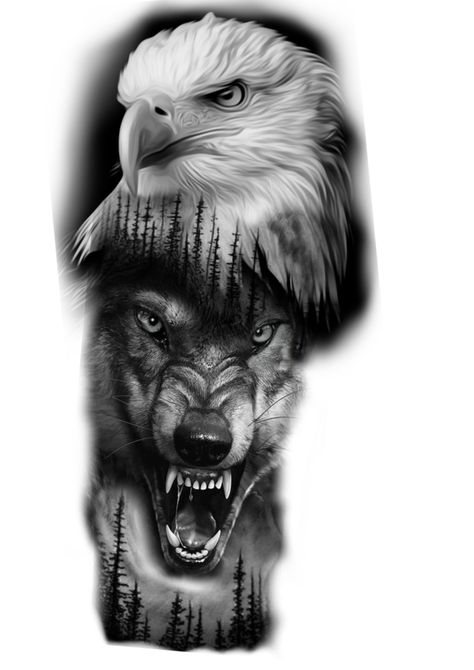 Wolf Back Tattoos For Guys, Eagle And Wolf Tattoo Design, Wolf And Eagle Tattoo, Eagle Wolf Tattoo, Indian Wolf Tattoo, Eagle Tattoo Men, Lobo Tattoo, Eagle Tattoo Design, Lion Art Tattoo