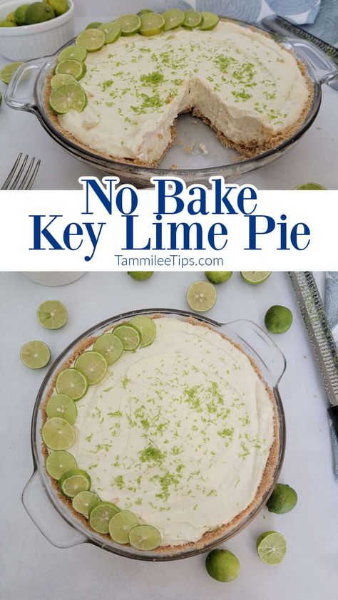 Easy No Bake Key Lime Pie Recipe that takes minutes to prepare. The perfect no bake pie recipe for dinner, parties, barbecues or any day of the week. Easy Key Lime Pie Recipe, Key Lime Pie Recipe No Bake, No Bake Key Lime Pie, No Bake Key Lime, No Bake Pie, Key Lime Pie Easy, Key Lime Pie Recipe, Baking Recipes Pie, Homemade Graham Cracker Crust