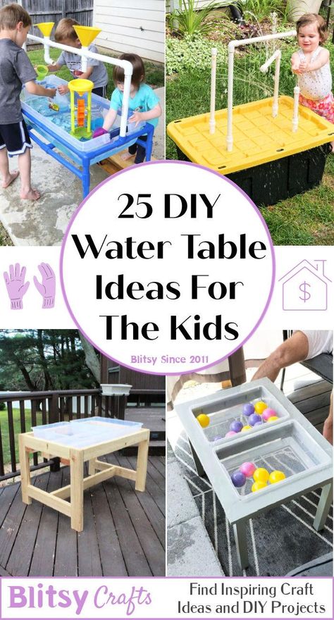 25 Best DIY Water Table Ideas for Kids, Toddlers - Blitsy Build Your Own Water Table, Diy Sand And Water Table Kids, Diy Sand Water Table Sensory Play, Water Play Table Diy, Diy Sand Water Table, Diy Water Sand Table, Sand And Water Table Diy, Water Sand Table, Easy Water Table Ideas