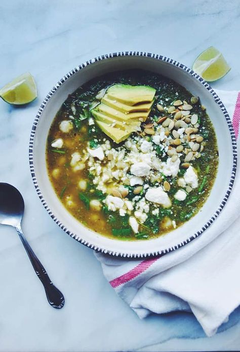 Green Pozole / Pozole Verde - Turntable Kitchen Vegetarian Pozole, Pazole Recipe, Pasole Recipe, Green Pozole, Pozole Verde, Mexican Stew, Peasant Food, Mexican Dinner Recipes, Healthy Mexican