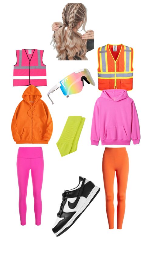 Diy Construction Worker Costume, Neon Construction Worker Costume, Neon Construction Worker, Construction Worker Costume, Halloween Fits, Spirit Week Outfits, Week Outfits, Halloween Coustumes, Pep Rally