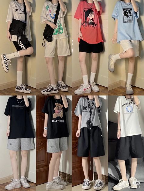 Boyish But Girly Outfits, Tomboy Outfits With Shorts, Boyish Outfits Summer, Korean Outfits With Shorts, Tomboy Outfits Shorts, Tomboy Summer Outfits, Summer Tomboy Outfits, Corset Fashion Outfits, Boyish Outfits