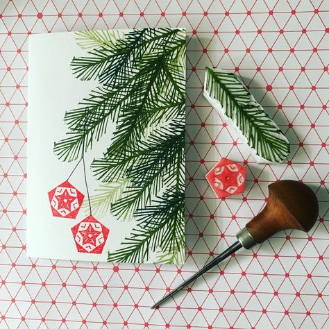 Rustic Christmas Cards, Christmas Blocks, Print Christmas Card, Linoleum Print, Linocut Printmaking, Stamp Carving, Christmas Card Art, Lino Cut, Handmade Stamps