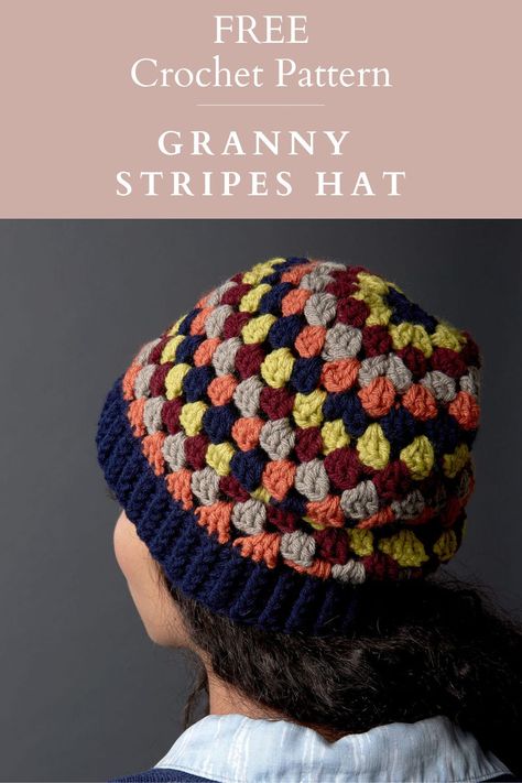 Get your FREE Granny Stripes Hat Crochet Pattern Here. Granny Crochet Hat Pattern, Striped Crochet Hat Pattern Free, Crochet Granny Stitch Hat Pattern, Crochet Granny Stitch Headband, Cool Crochet Hats Free Pattern, Granny Beanie Crochet, Granny Stitch Crochet Hat Pattern, Crochet Granny Hat Pattern, Crochet Temperature Scarf