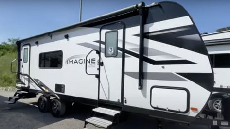 Imagine Grand Design Travel Trailer, Travel Trailer Decor, Grand Design Rv, Lightweight Travel Trailers, New Travel Trailers, Rv Travel Trailers, Trailer Decor, Tree Theme, Travel Trailer Remodel