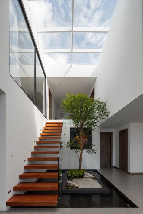 Photo 1 of 5 in Top 5 Homes of the Week With Standout Staircases - Dwell Modern Staircases, Stairs In Living Room, Japanese Home Decor, Glass Staircase, Casa Patio, Minimal House Design, Lan Can, Home Stairs Design, House Outside Design