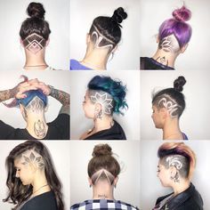 Woman Undercut Designs, Womans Undercut Hair Designs, Shaved Hair Designs For Women Side, Undercut Hairstyles Women Design, Shaved Head Designs Women, Undershave Designs, Dyed Undercut, Undercut Designs For Women, Side Shaved Hair