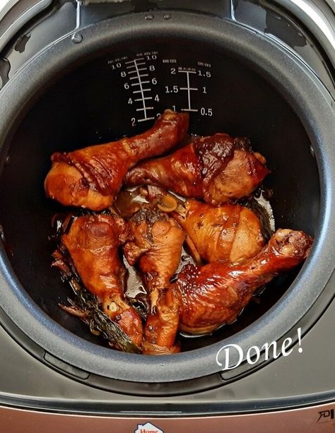 Braised Chicken in Rice Cooker 电饭锅焖鸡 - Anncoo Journal Chicken In Rice, Rice Cooker Recipes Chicken, Aroma Rice Cooker, Multi Cooker Recipes, Braised Chicken Thighs, Chinese Cooking Wine, Rice Cooker Recipes, Braised Chicken, Food O