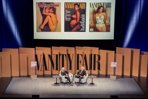 2015 con. stage Jimmy Iovine, Graydon Carter, Lena Dunham, Caitlyn Jenner, Event Stage, Event Design Inspiration, Conference Design, Annie Leibovitz, Katharine Hepburn