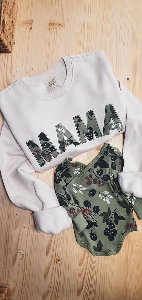 Mama Sweater With Baby Clothes, Mama Onesie Sweatshirt, Comfy Mama Outfits, Mama Applique Sweatshirt, Mama Sweatshirt With Baby Clothes, Going Home Outfit For Mom, Customized Baby Gifts, Gifts For First Time Moms, Mama Embroidered Sweatshirt