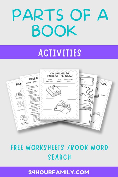 Parts Of A Book Worksheet, Library Worksheets, Scientific Method Worksheet Free, Fun Printables For Kids, Book Worksheet, Activity Pages For Kids, Worksheet For Kindergarten, Book Care, Parts Of A Book