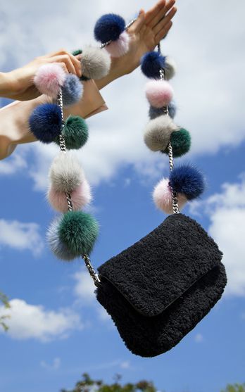 Crochet Potli Bag, Pom Pom Purse, Charlotte Simone, Sac Diy, Potli Bag, Fur Accessories, Potli Bags, Fur Bag, Girly Bags