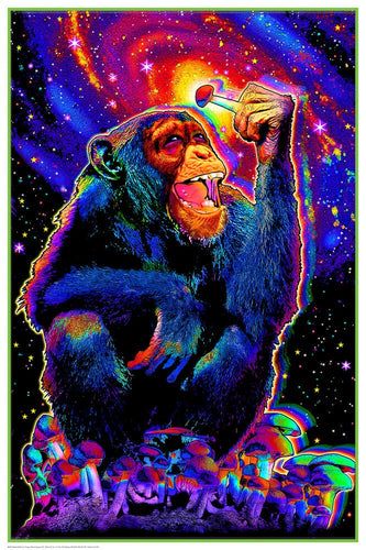 Trippy Posters, Blacklight Posters, Trippy Wall Art, Hippie Posters, Trippy Wall, Black Light Posters, Monkey Art, Mushroom Art, Gifts For An Artist