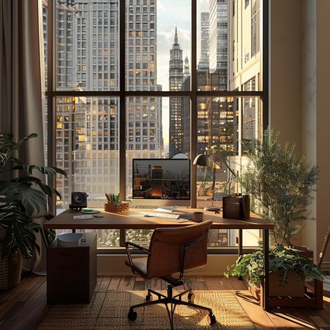 Apartment New York Aesthetic, New York Office Aesthetic, Glow Garden, Windows View, Agnes Cecile, Cozy Office, New York Office, New York Loft, Brooklyn Apartment