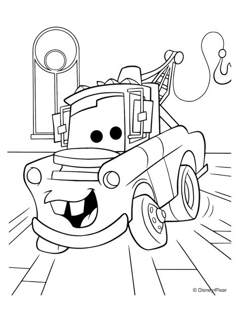 Free Disney Cars Coloring Pages - Mater at KidsPartyWoks.Com Race Car Coloring Pages, Cars Coloring, Boy Coloring, Disney Princess Belle, Truck Coloring Pages, Cars Coloring Pages, Coloring Pages For Boys, Disney Colors, Cartoon Coloring Pages