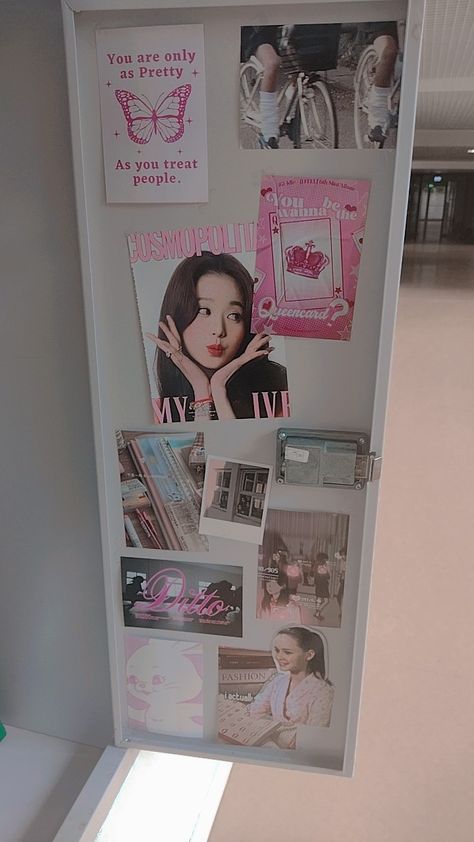 Korean Locker School, Coquette Locker Decor, Locker Decor Aesthetic, Locker Design Ideas School, Kpop Locker Decor, Aesthetic School Locker Decor, Cute Locker Ideas Aesthetic, Coquette Locker Ideas, Decorating Lockers School