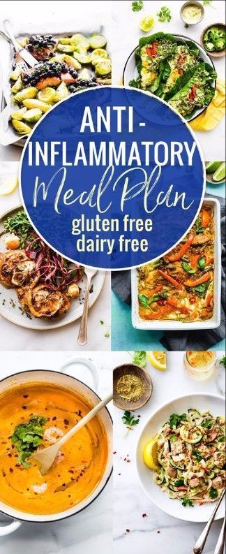 An easy and delicious gluten free and dairy free anti-inflammatory meal plan! #healthy #mealplan Meal Plan Healthy, Anti Inflammation Recipes, Diner Recept, Free Meal Plans, Gluten Free Dairy Free Recipes, Inflammatory Foods, Gluten Free Eating, Foods With Gluten, Healthy Meal Plans