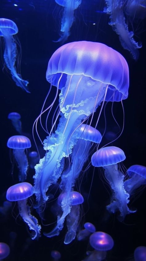 Jellyfish Phone Wallpaper, Jelly Fish Digital Art, Jellyfishes Aesthetic, Jellyfish Aesthetic Art, Octopus Wallpaper Iphone, Jelly Fish Wallpaper Aesthetic, Blue Jellyfish Wallpaper, Jellyfish Aesthetic Wallpaper, Jellyfish Wallpaper Iphone