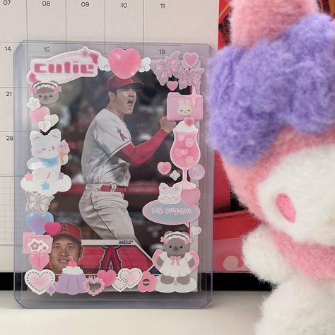 shohei ohtani, ohtani shohei, angels, MLB, baseball, baseball card, deco, toploader deco, stickers, my melody, sanrio decal, sanrio deco, pink aesthetic, ohtani cute, ohtani my melody, my melody plush Deco Toploader, My Melody Plush, Melody Plush, Toploader Deco, Ohtani Shohei, Deco Stickers, Shohei Ohtani, Baseball Card, Aesthetic Icon