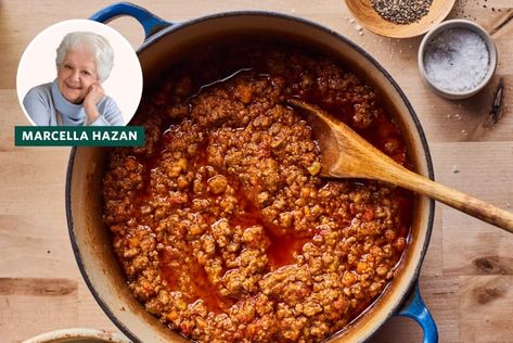 Marcella Hazan Bolognese, Marcella Hazan, Bolognese Recipe, Bolognese Sauce, Italian Recipes Authentic, Pasta Noodles, Italian Cooking, Just Cooking, Italian Dishes