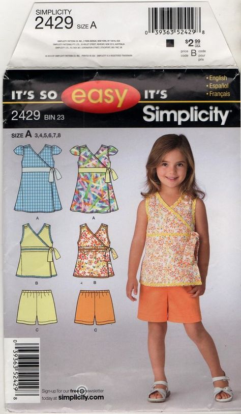 2429 Girls child sewing pattern Dress top shorts Shorts sizes 3 4 5 6 7 8 Shorts Sewing, Kids Summer Dresses, Baby Dress Pattern, Kids Sportswear, Childrens Sewing Patterns, Sewing Kids Clothes, Shorts Pattern, Girl Dress Pattern, Kids Frocks Design