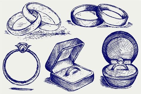 Wedding rings by LineworkStock on @creativemarket Wedding Ring Drawing, Sara Tattoo, Wedding Ring Icon, Ring Sketch, Ring Tattoo, Wedding Ring Tattoo, Ring Icon, Image Couple, Twig Engagement Ring