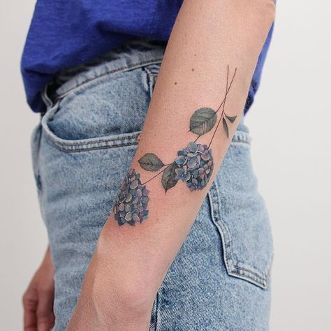 Hydrangea Arm Tattoo, Hydrangea Shoulder Tattoo, Blue Hydrangea Tattoo, Hydrangea Tattoo, Mysterious Tattoo, Barcode Tattoo, Blue Rose Tattoos, Bear Tattoos, Eagle Tattoos