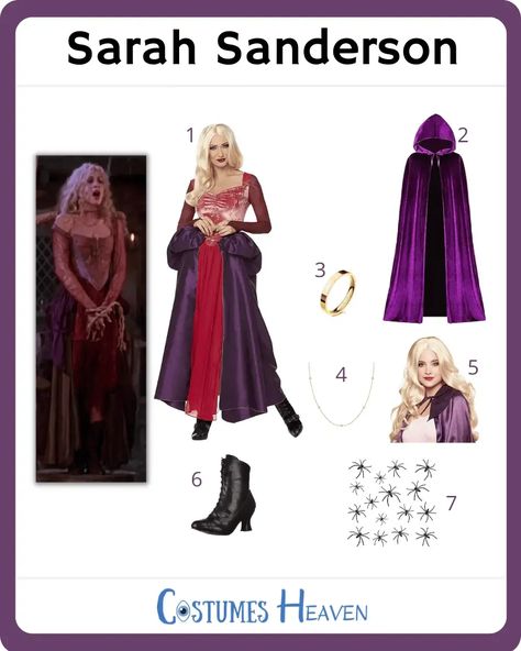 Sarah Sanderson Costume For Cosplay & Halloween 2024 Hocus Pocus Sarah Costume, Sanderson Sisters Diy, Sanderson Sisters Costumes Diy, Sisters Costumes, Sanderson Sisters Costumes, Sarah Sanderson Costume, Hermanas Sanderson, Sister Costumes, Sarah Sanderson