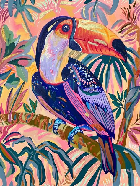 🎨🌟Create a Pipeline of Trending Images in Midjourney - Go to Link in my Bio👉🔗 Tropical Bird Illustration, Textile Designing, Brazilian Culture, Trending Images, Pastel Poster, Tropical Bird, Art Poster Design, Puzzle Art, Abstract Art Landscape