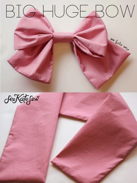 big huge pink bow tutorial | How to make a huge bow | Bow Tutorial | Big Pink Bow | Big Bows | Sewing Tutorials | Hair Accessories || See Kate Sew #hairbows #seekatesew Fabric Bow Tutorial Large, How To Sew A Fabric Bow, How To Sew A Bow From Fabric, How To Make A Huge Bow, Sewing A Bow, Big Bow Tutorial, How To Make Baby Bows, How To Make A Big Bow, How To Sew A Bow