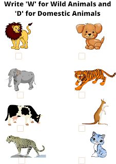 Domestic And Wild Animals Worksheets, Domestic Animals Worksheets For Kids, Domestic Animals Worksheets, Wild Animals Worksheets For Kids, Animals Worksheets For Kindergarten, Domestic And Wild Animals, Evs Worksheet, Lkg Worksheets, Nursery Worksheets