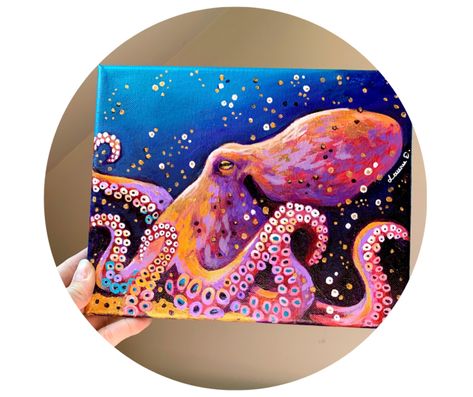 Octopus Painting, Painting Fish, Lauren Elizabeth, Bawah Air, Octopus Art, Sketchbook Ideas, Sea Art, Beginner Painting, Amazing Art Painting