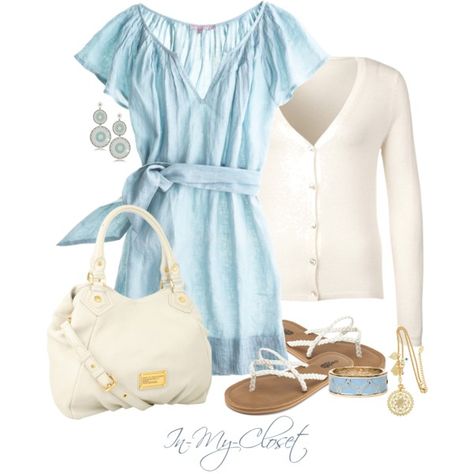 Casual - #54 2012 Outfits, 2013 Outfits, Polyvore Summer, Summer Closet, Pretty Colors, St Barth, Easter Sunday, Blue Outfit, White Cardigan