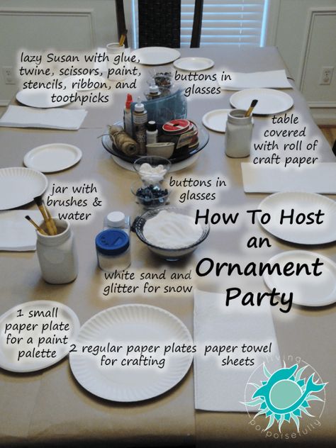 How to Host an Ornament Party | Living Porpoisefully Christmas Ornament Party Ideas, Ornament Exchange Party, Girls Christmas Party, Girls Night Crafts, Christmas Party Crafts, Snow Party, Craft Ornaments, Favorite Things Party, Ornament Party