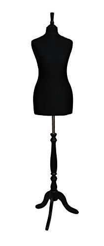 Tailor's Dummy, Display Mannequins, Tripod Stand, Black Jersey, Black Wood, Tripod, Dressmaking, Size 16, Wardrobe