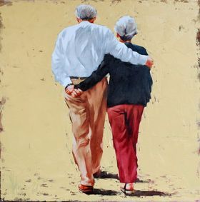 Couple Painting, Old Couples, Oil Painting For Sale, People Watching, Painting People, 수채화 그림, Old Age, Urban Sketching, Art Inspiration Painting