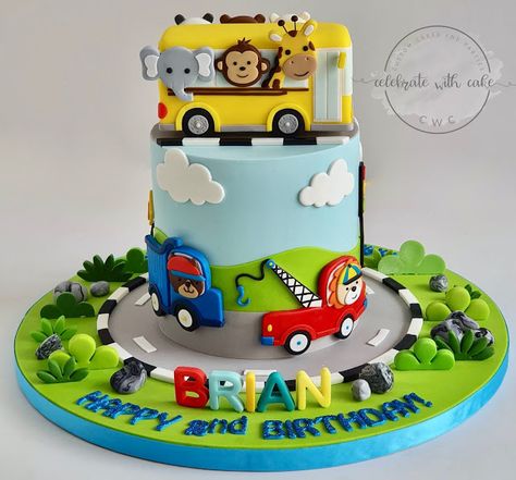 Wheels On The Bus Cake, Bus Birthday Cake, School Bus Birthday, Car Cakes For Boys, Cars Cake Design, Bus Cake, Melon Cake, Single Tier Cake, Yellow School Bus