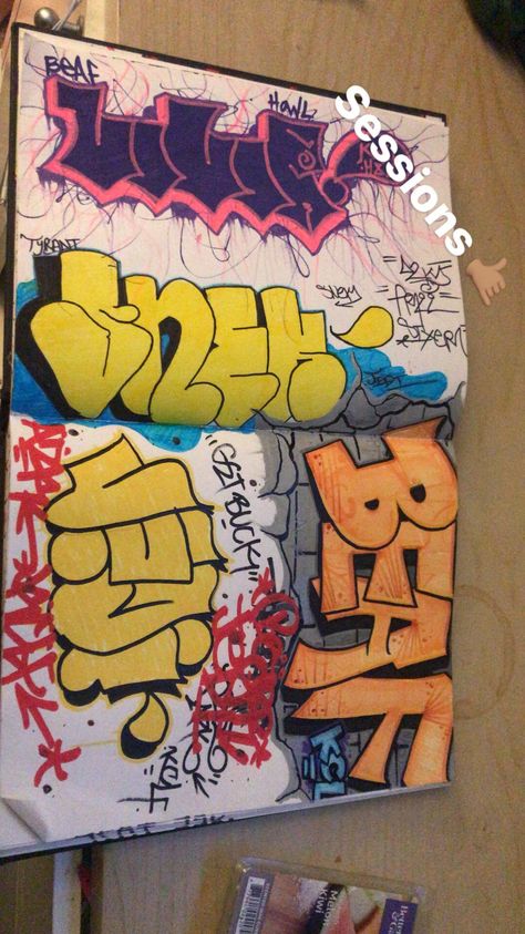 Graffiti Art On Paper, Graffiti Art Easy To Draw, Drawing Graffiti, Graffiti Fill In Ideas, Cool Graffiti, Graffiti Sketchbook, Graffiti Drawings, Graffiti Blackbook Sketches, Blackbook Graffiti