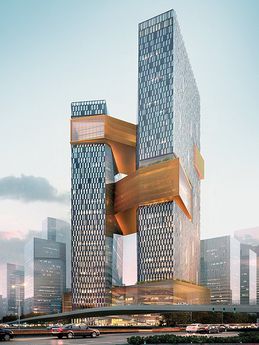 China Tencent Corporate Headquarters زها حديد, Architecture Cool, Architecture Unique, Dubai Architecture, Exterior Rendering, Architectural Rendering, Tall Buildings, Skyscraper Architecture, Tower Design