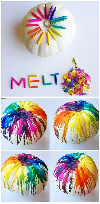 No Carve Melted Crayon Pumpkin Craft for Kids to make! #Halloween #Fall art project | CraftyMorning.com Halloween Crafts For Kids To Make, Uhyggelig Halloween, Color Wheels, Halloween Fest, Manualidades Halloween, Halloween Tags, Crayon Art, Melting Crayons, Halloween Crafts For Kids