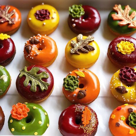 Thanksgiving Donuts Decoration, Fall Donut Decorating Ideas, Fall Donuts Decorated, Fall Donuts Ideas, Easy Halloween Cupcake Ideas, Halloween Cupcake Ideas, Fall Donuts, Donut Decorating Ideas, Fancy Donuts