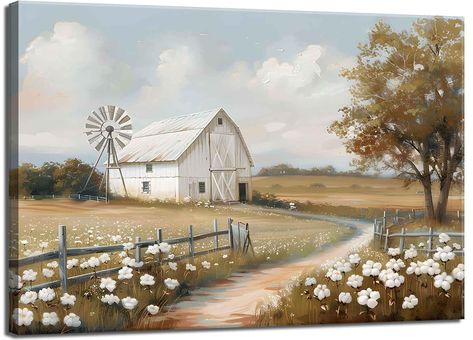 PRICES MAY VARY. Country Windmill Canvas Wall Art：12 x 16 in, 16 x 24 in,24 x 36 in，Multiple sizes for you to choose， the product comes with hanging accessories. Country farmhouse wall art is ready to hang. Country farm landscape wall art old barn landscape wall art contemporary country style, creating a sense of calm and relaxation for your home interior decoration scene Farmhouse Windmill Wall Decor： This farmhouse wall decor will bring a traditional touch to your interior. A must-have for any Farm Landscape Painting, Windmill Wall Decor, Pottery Barn Living Room, Farmhouse Pictures, Barn Wall Art, Windmill Decor, Farm Landscape, Farm Pictures, Barn Painting